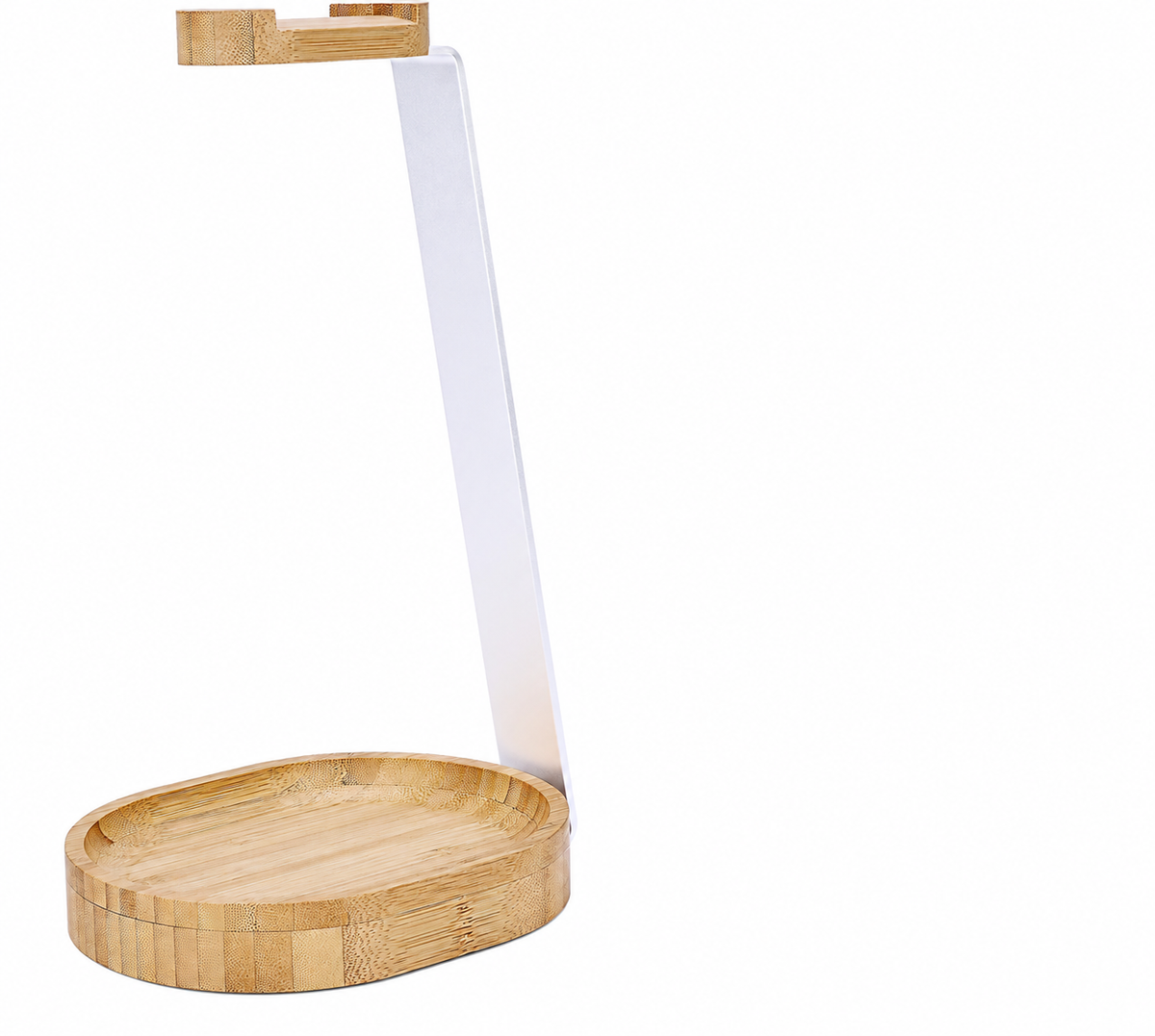 Bamboo-Base Headphone Stand with Cable Storage Tray - view 2