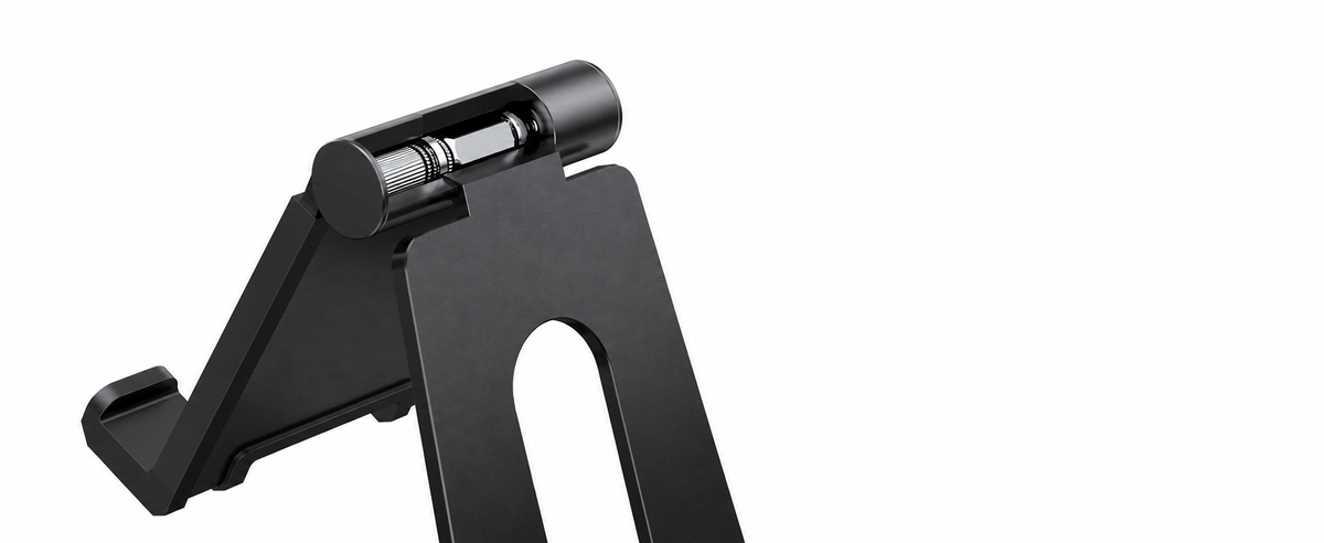 Black Folding Aluminum Phone and Tablet Stand with Dual Hinges - view 2