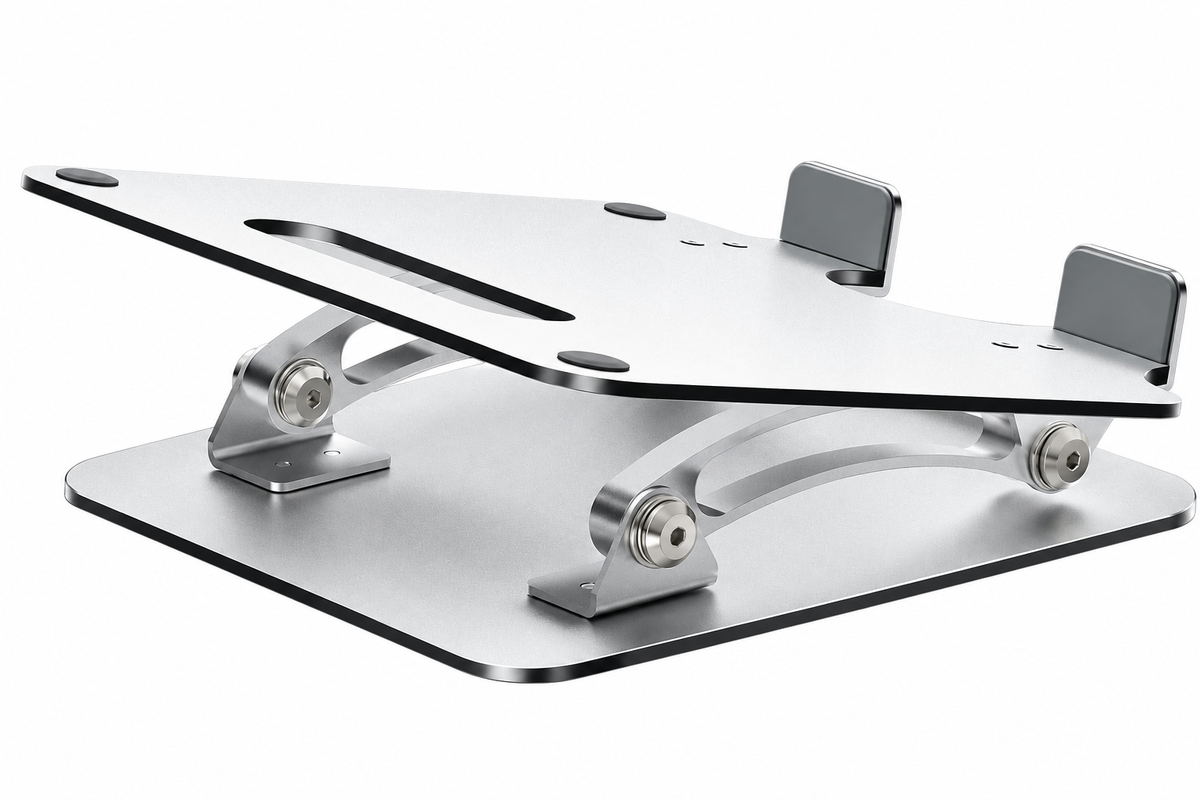 Silver Adjustable Folding Laptop Stand with Dual Support Arms - view 2