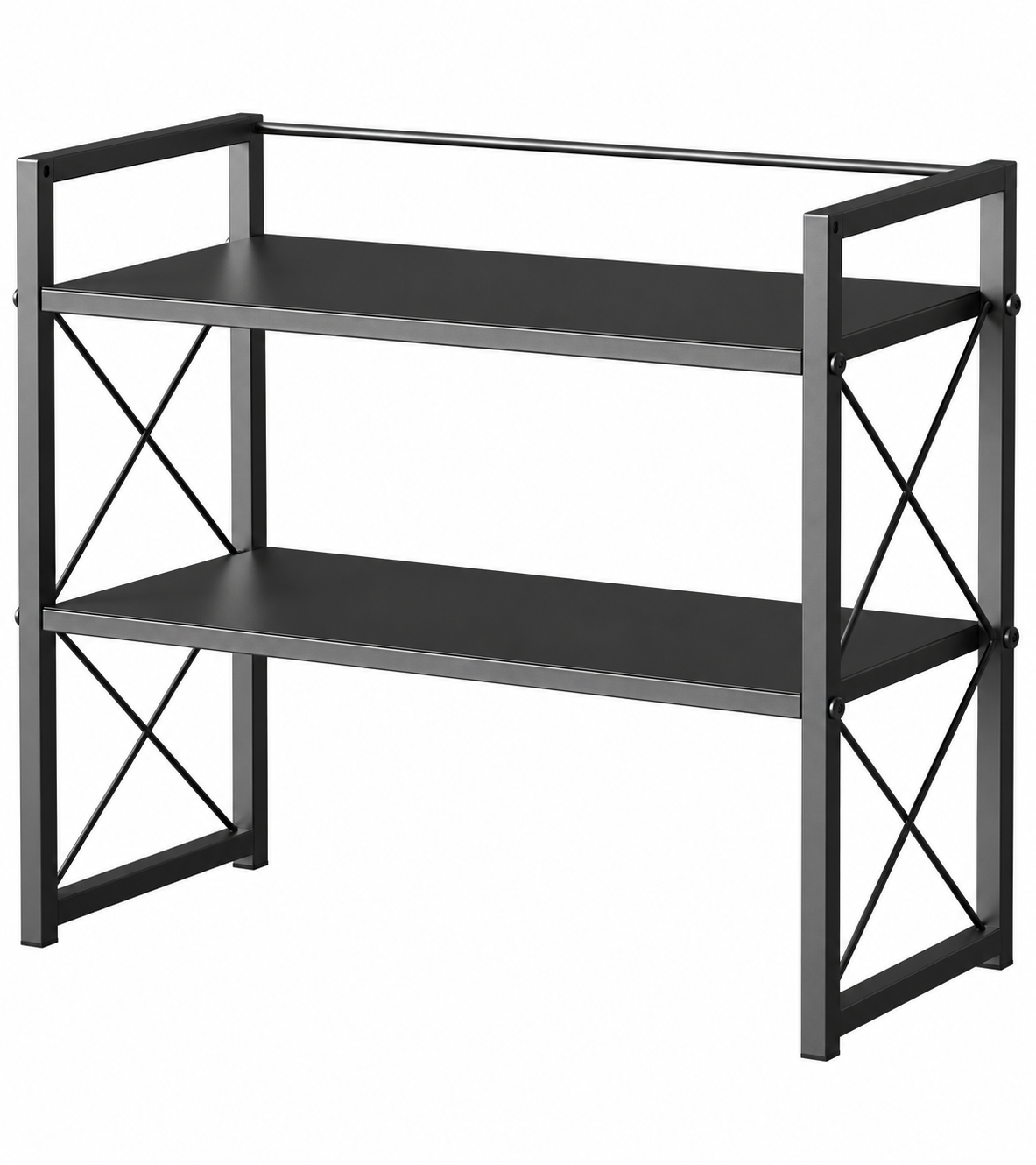 Adjustable Black Metal Two-Tier Desktop Storage Rack - view 2