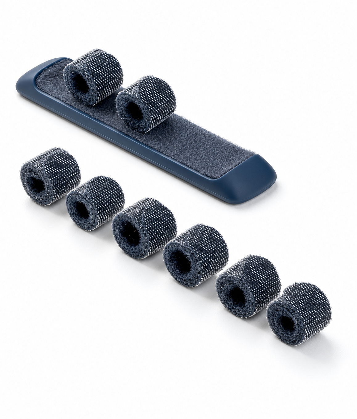 Blue Adhesive Cable Organizer Base with Eight Hook-and-Loop Ties