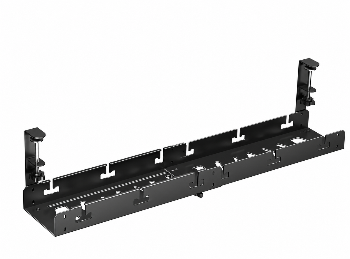 Black Adjustable Clamp-On Under-Desk Cable Tray - view 2
