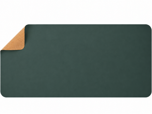Dark Green Dual-Sided PU Leather and Cork Desk Mat