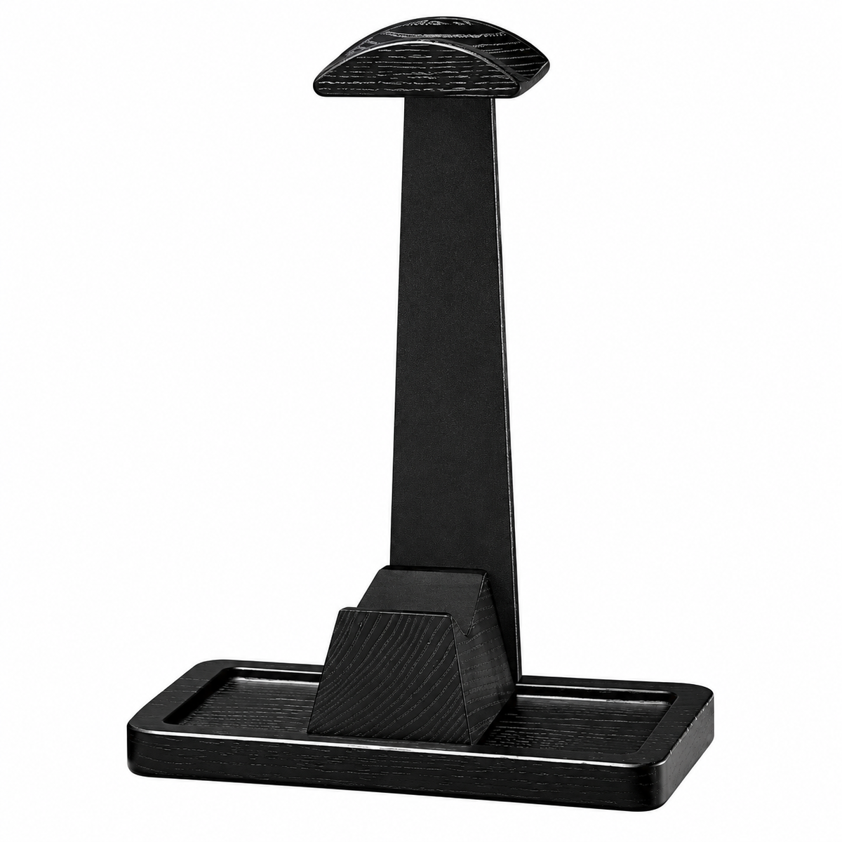 Black Wood and Metal Headphone Stand with Single Controller Holder