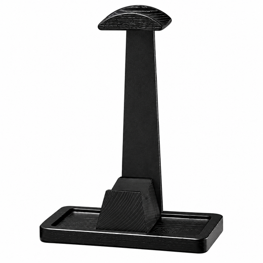 Black Wood and Metal Headphone Stand with Single Controller Holder