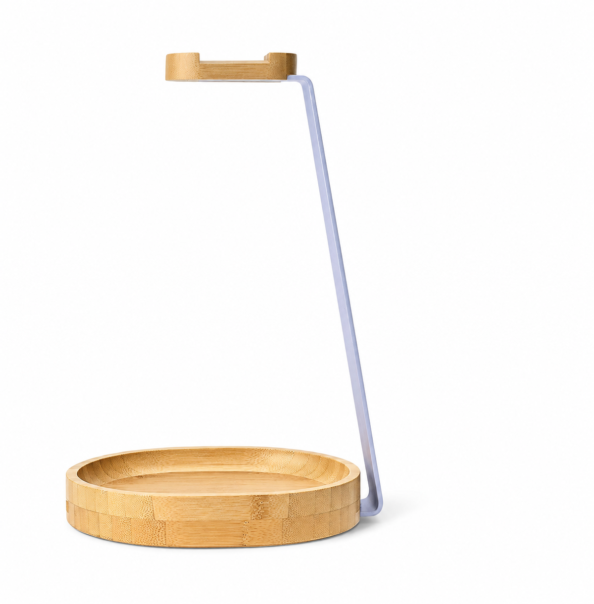 Bamboo-Base Headphone Stand with Cable Storage Tray