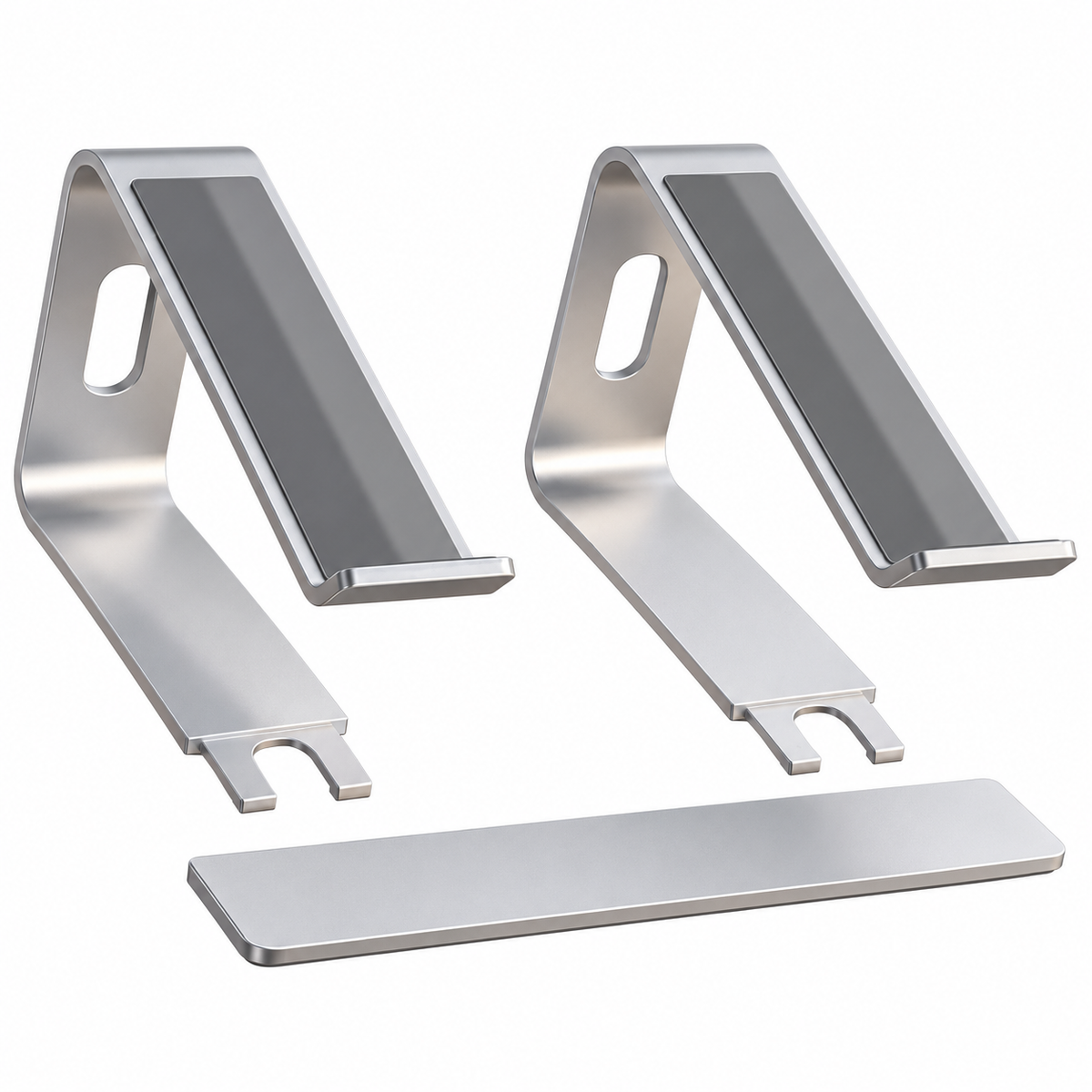 Silver Three-Piece Aluminum Laptop Stand
