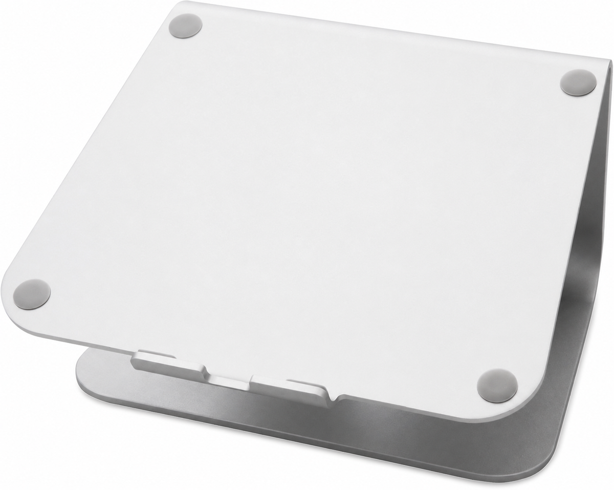 Silver One-Piece Aluminum Laptop Stand with Rear Cable Hole