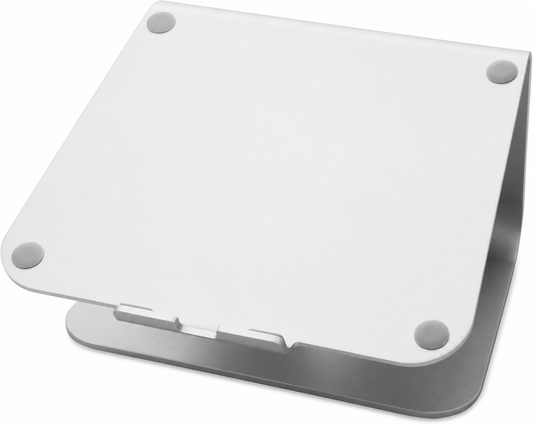 Silver One-Piece Aluminum Laptop Stand with Rear Cable Hole