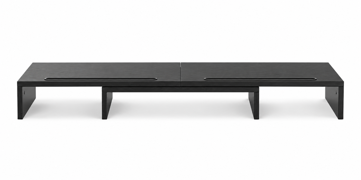 Black Adjustable Dual Monitor Riser