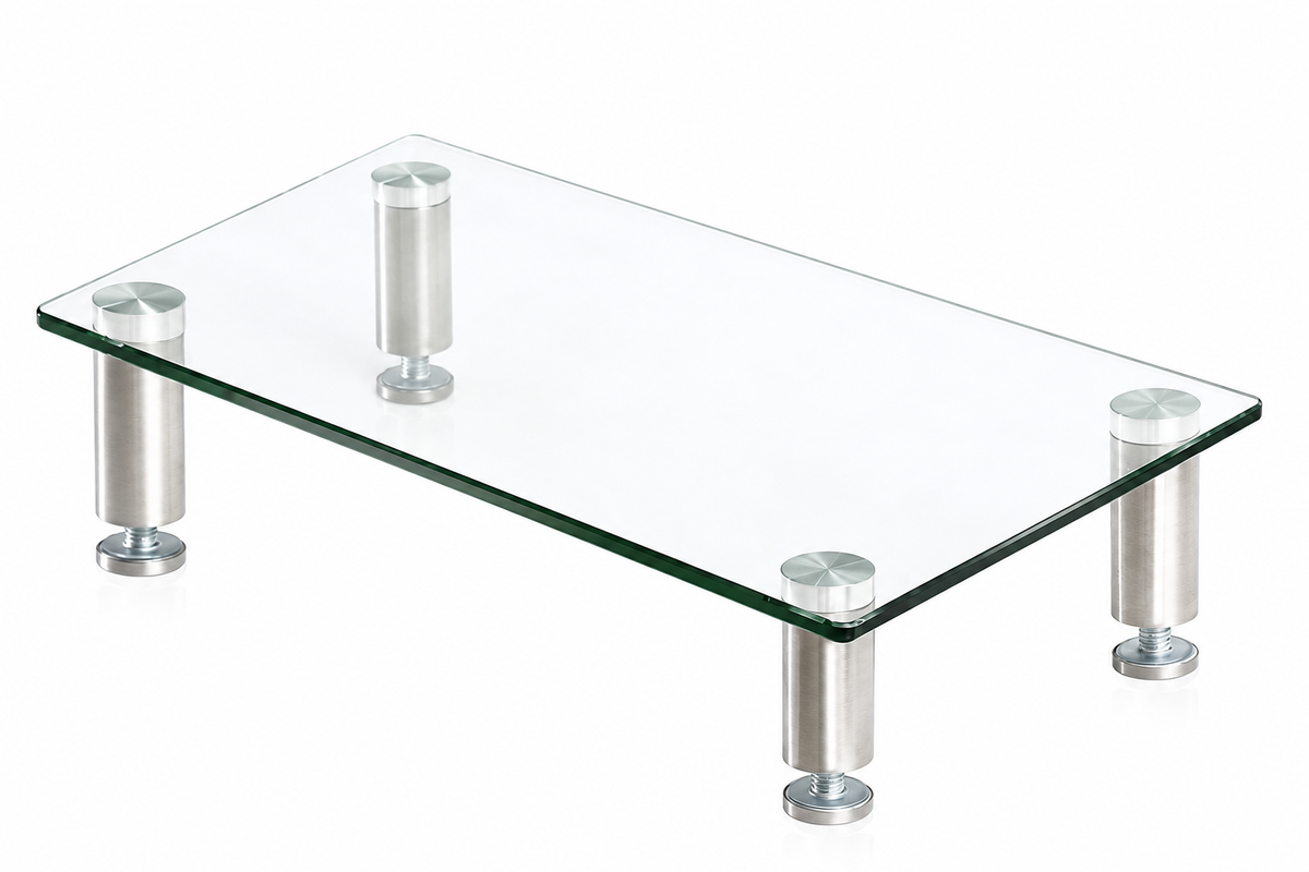 Two-Pack Clear Glass Adjustable Monitor Risers - view 2
