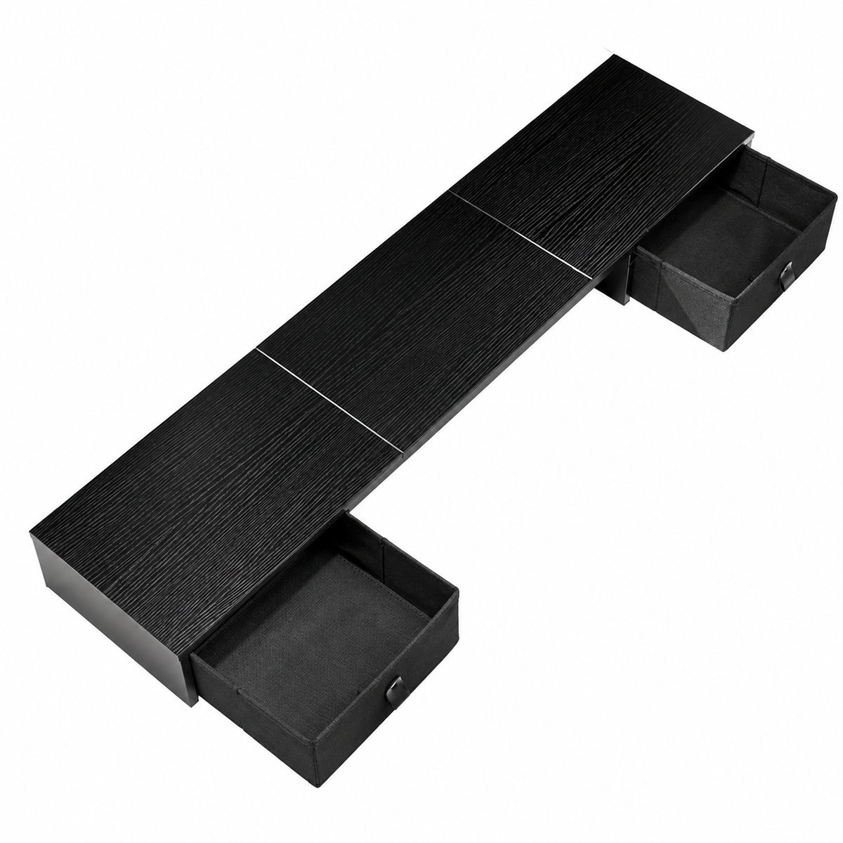Black Dual Monitor Riser with Two Storage Drawers - view 2