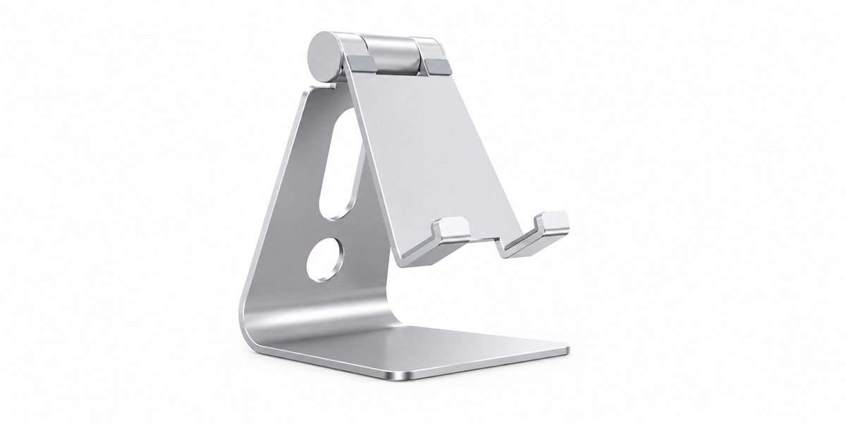 Silver Adjustable Aluminum Desktop Phone Stand