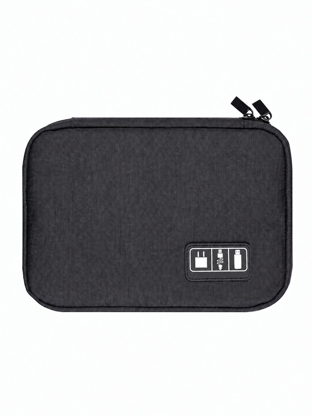 Black Single-Layer Cable Organizer Pouch with Elastic Loops - view 2