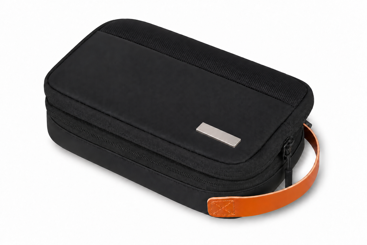 Black Expandable Electronics Organizer Case with Adjustable Dividers