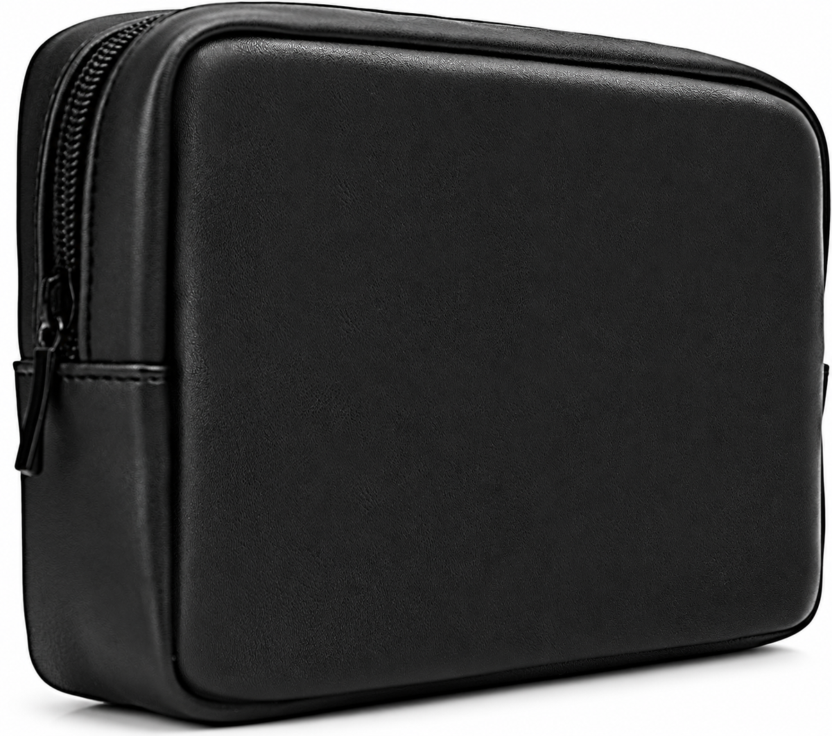 Black Zippered Electronics Accessory Pouch with Mesh Compartments
