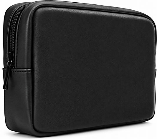 Black Zippered Electronics Accessory Pouch with Mesh Compartments