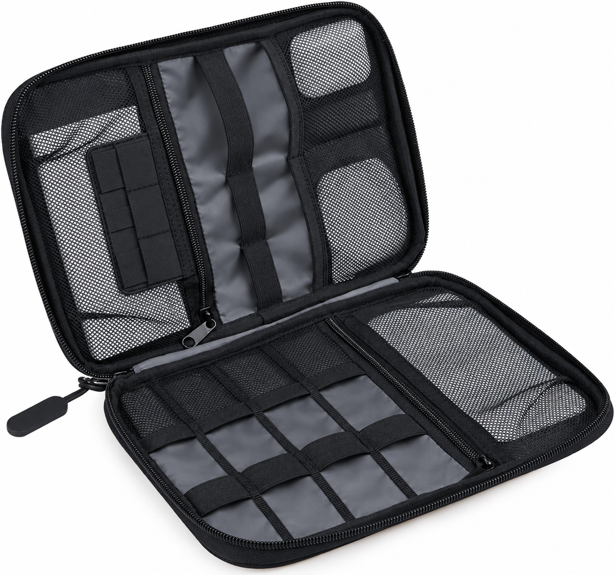 Black Nylon Electronics Accessory Organizer Pouch - view 2