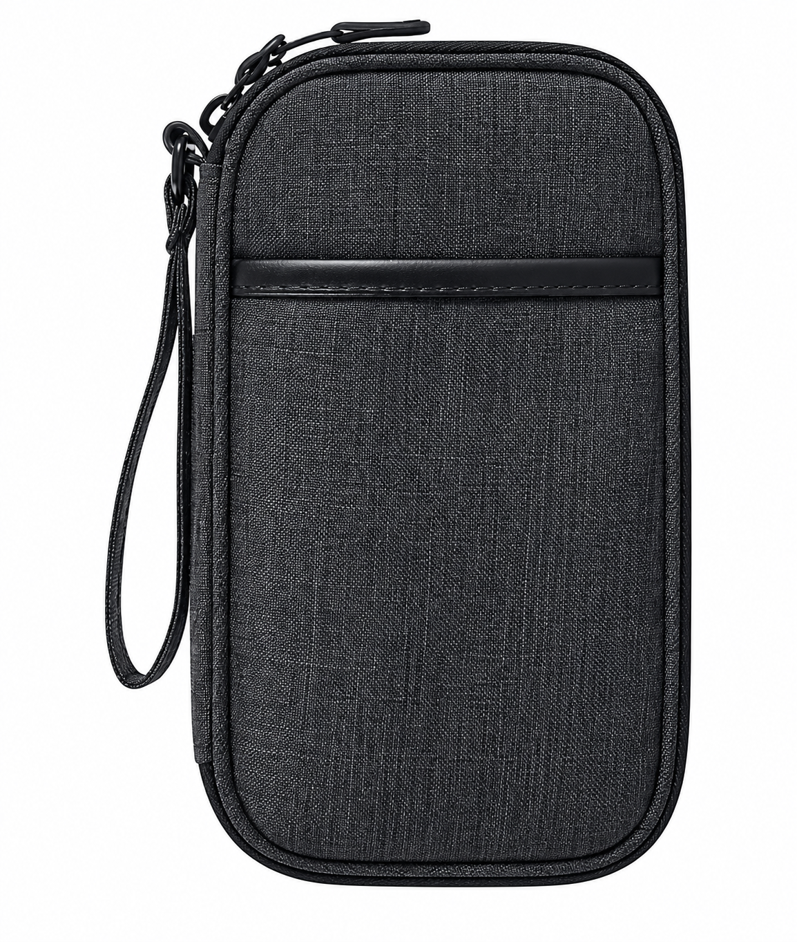 Black Single-Layer Electronics Organizer Pouch