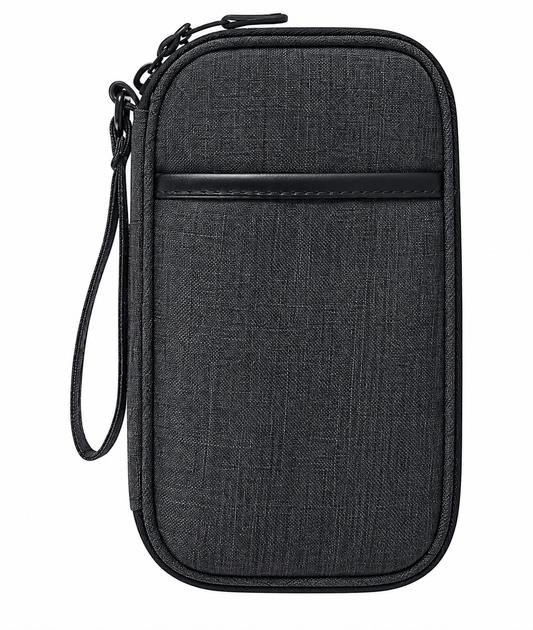 Black Single-Layer Electronics Organizer Pouch