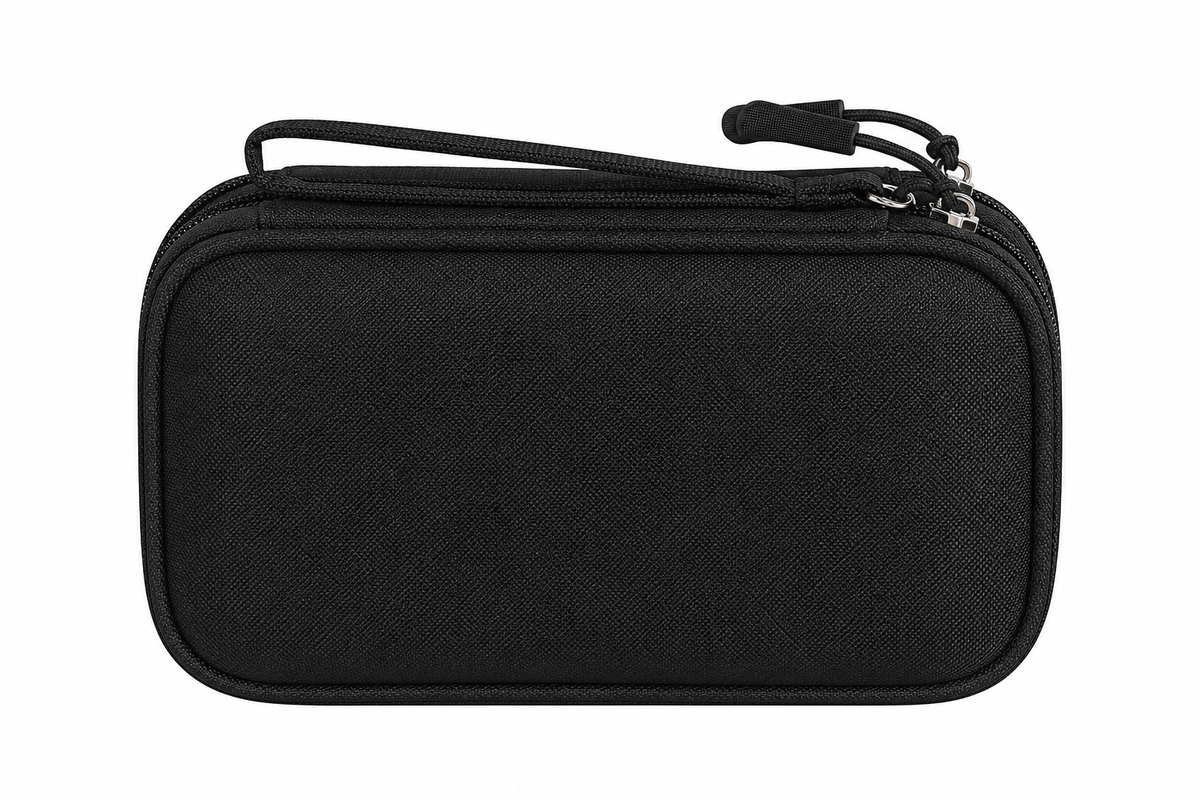 Black Double-Layer Electronics Organizer Pouch