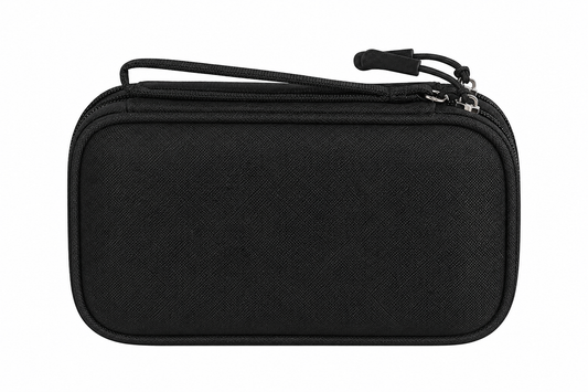 Black Double-Layer Electronics Organizer Pouch