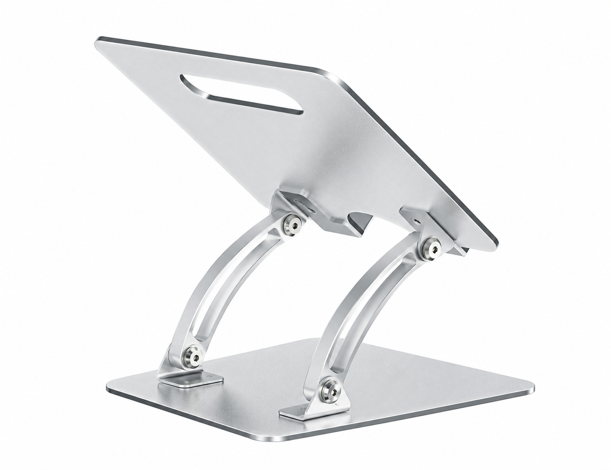 Silver Adjustable Folding Laptop Stand with Dual Support Arms