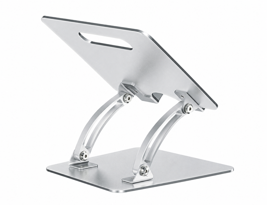 Silver Adjustable Folding Laptop Stand with Dual Support Arms