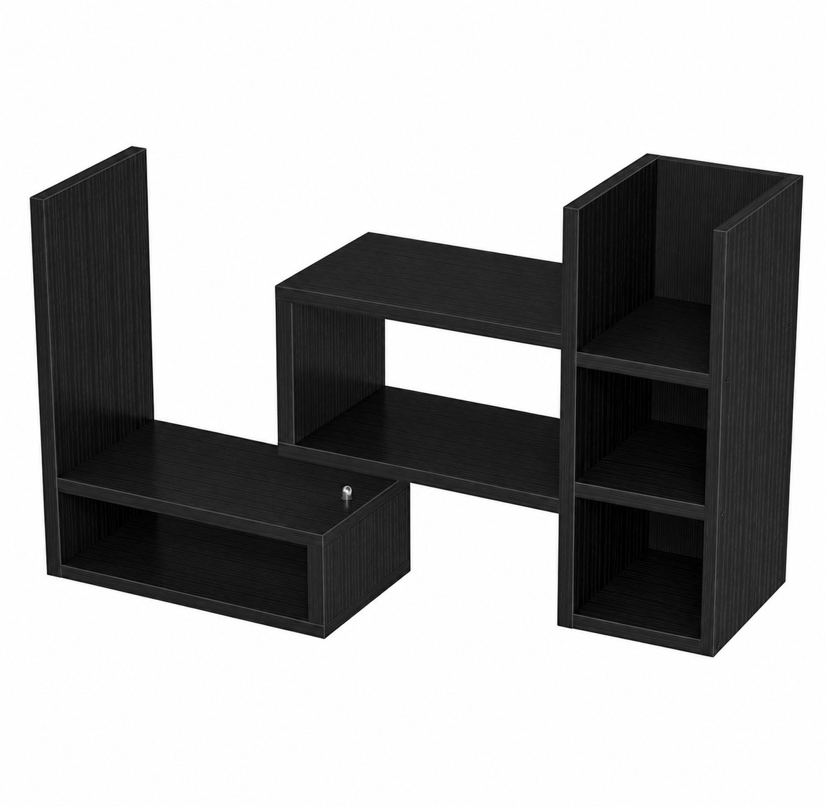 Adjustable Black Three-Shelf Desktop Storage Organizer