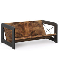 Rustic Brown Slanted Desktop Book Rack with Black Iron Frame