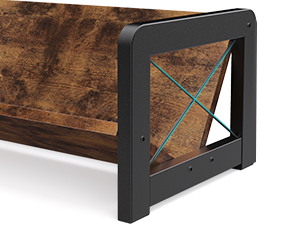 Rustic Brown Slanted Desktop Book Rack with Black Iron Frame - view 2