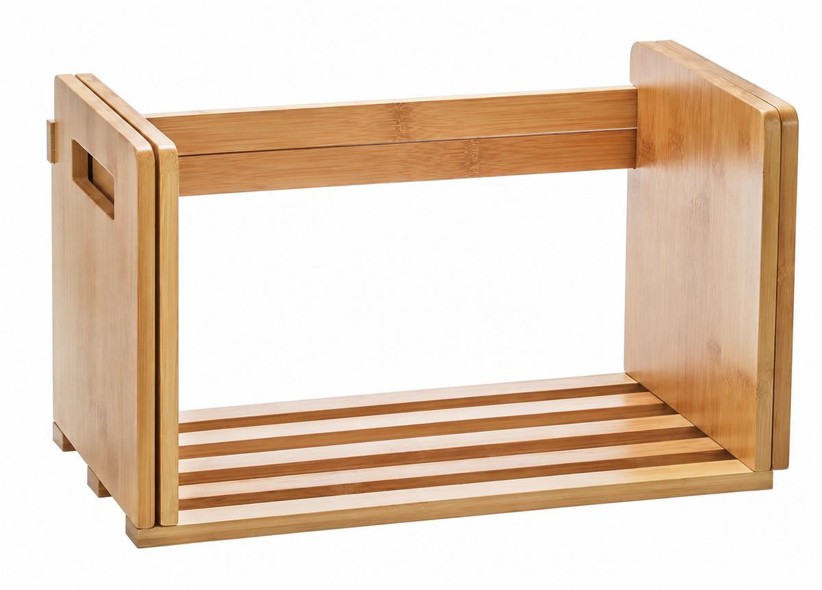 Expandable Natural Bamboo Desktop Book Rack with Carry Handles