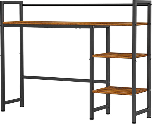 Rustic Brown Desktop Hutch with Reversible Side Shelves