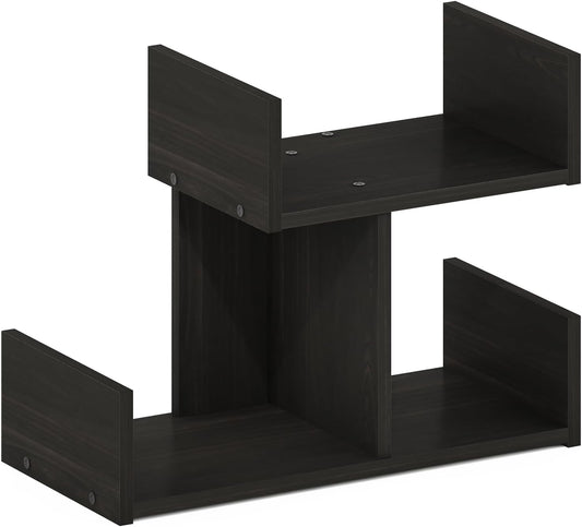 Compact Espresso Two-Tier Desktop Organizer with Open Compartments