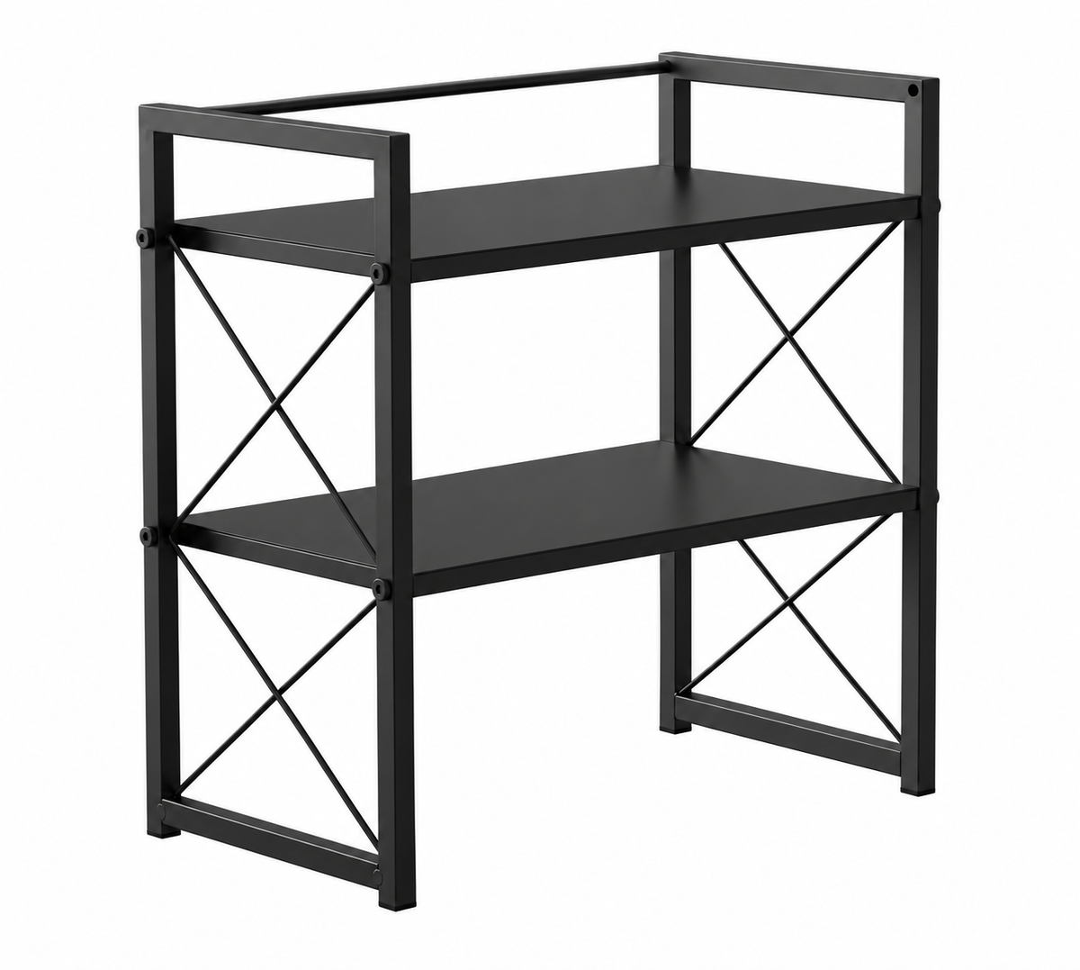 Adjustable Black Metal Two-Tier Desktop Storage Rack