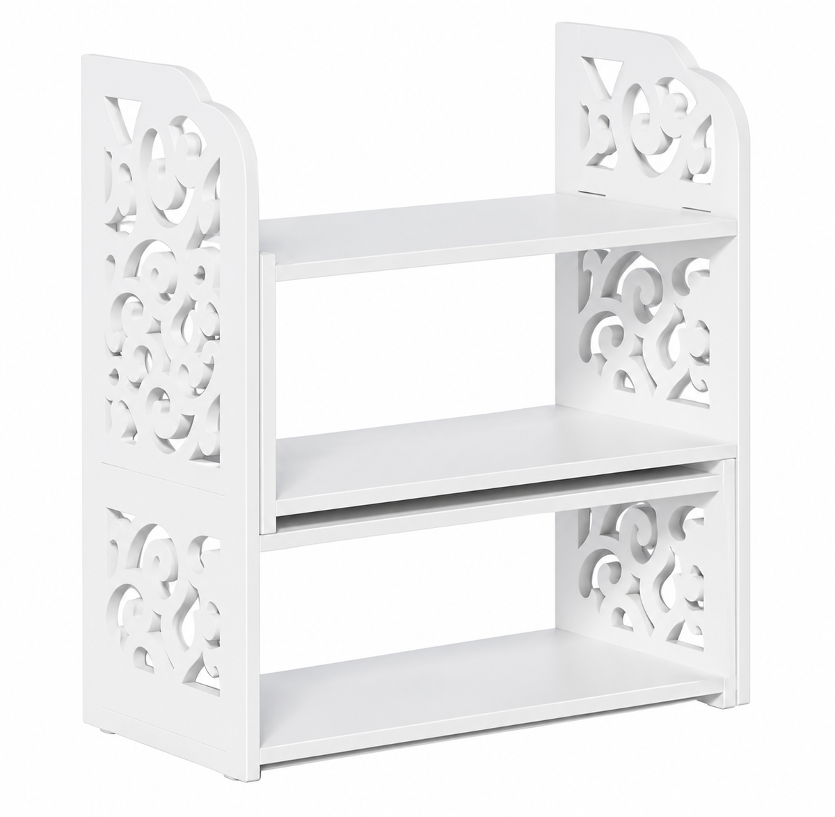 White Patterned PVC Adjustable Desktop Shelf Organizer